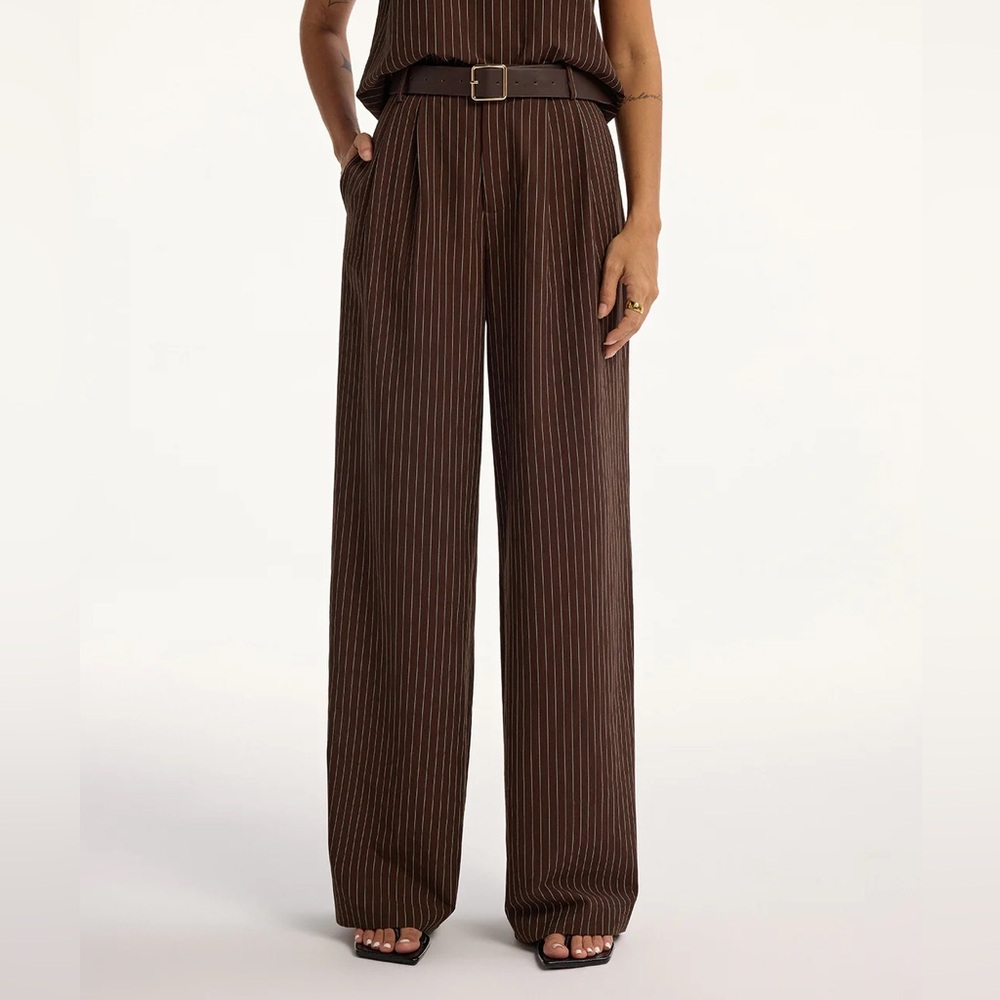 Commense Brown Pinstripe Trousers
